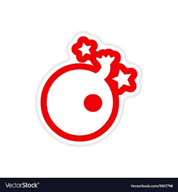 Stylish sticker bomb with a wick and stars vector image