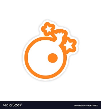 Stylish sticker bomb with a wick and stars vector image