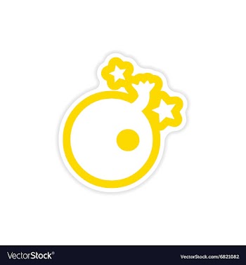 Stylish sticker bomb with a wick and stars vector image
