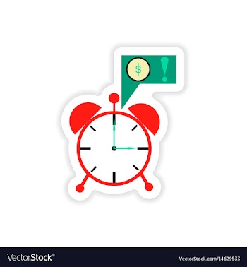 Stylish sticker on paper alarm clock money vector image