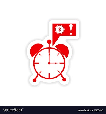 Stylish sticker on paper alarm clock money vector image