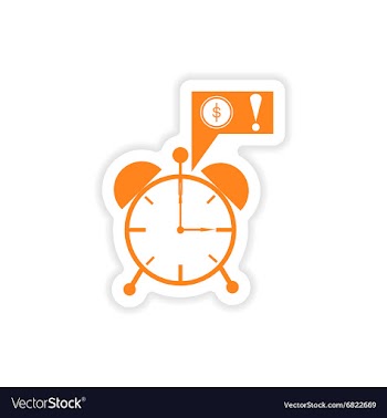 Stylish sticker on paper alarm clock money vector image