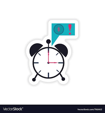 Stylish sticker on paper alarm clock money vector image