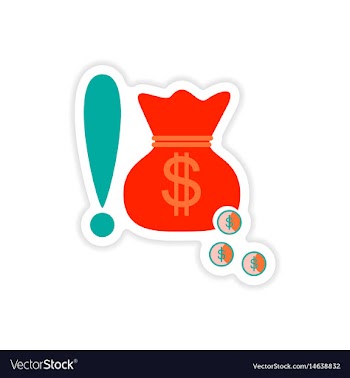 Stylish sticker on paper bag money and coins vector image