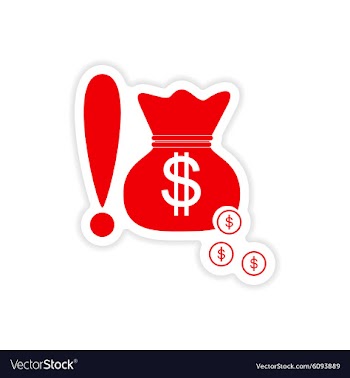 Stylish sticker on paper bag money and coins vector image