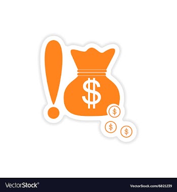 Stylish sticker on paper bag money and coins vector image