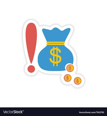 Stylish sticker on paper bag money and coins vector image