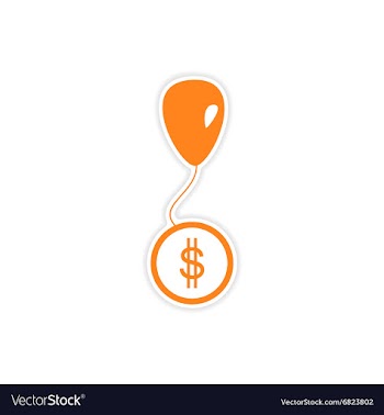 Stylish sticker on paper balloon and coins vector image