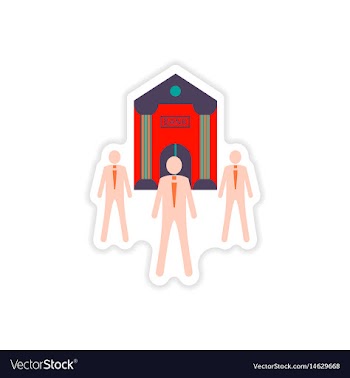 Stylish sticker on paper bank building and vector image