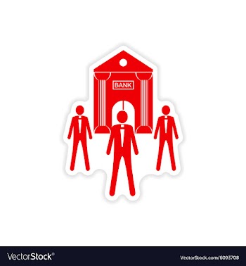 Stylish sticker on paper bank building and vector image