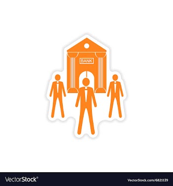 Stylish sticker on paper bank building and vector image