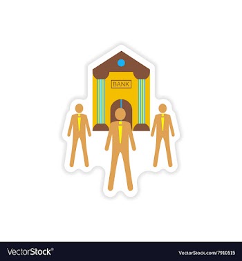 Stylish sticker on paper bank building and vector image