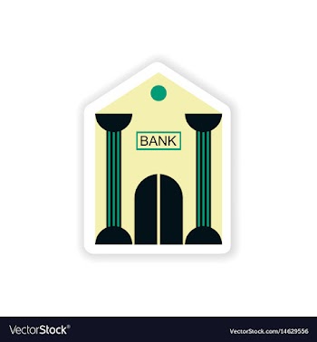 Stylish sticker on paper bank building on a white vector image