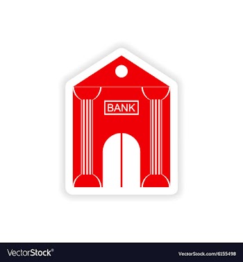 Stylish sticker on paper bank building on a white vector image