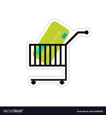 Stylish sticker on paper bank card in the cart vector image