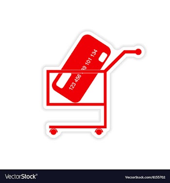 Stylish sticker on paper bank card in the cart vector image
