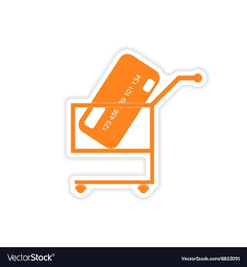 Stylish sticker on paper bank card in the cart vector image