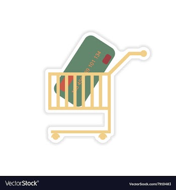 Stylish sticker on paper bank card in the cart vector image