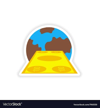 Stylish sticker on paper banknotes and globe vector image