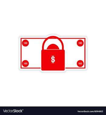Stylish sticker on paper bill and lock vector image