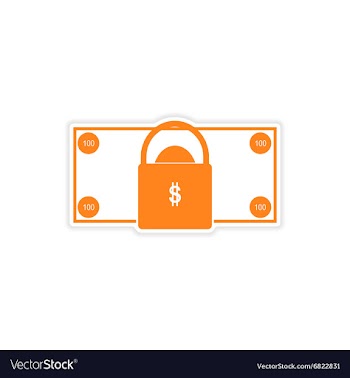 Stylish sticker on paper bill and lock vector image