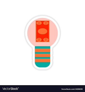 Stylish sticker on paper bill in light bulb vector image