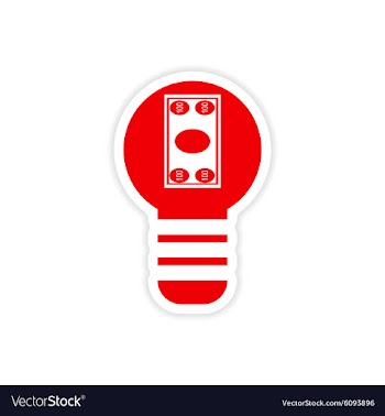Stylish sticker on paper bill in light bulb vector image