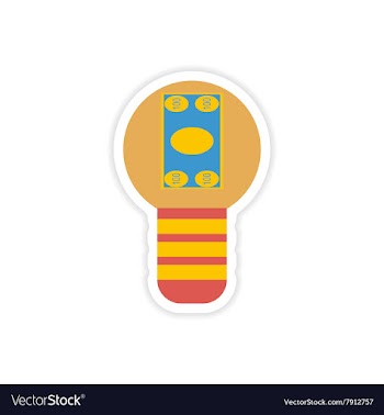 Stylish sticker on paper bill in light bulb vector image