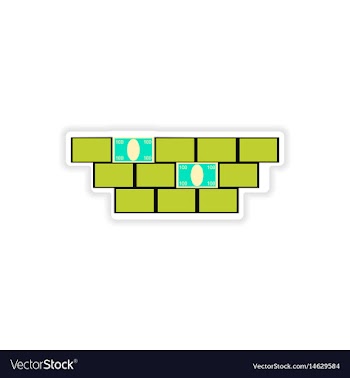 Stylish sticker on paper building and money vector image