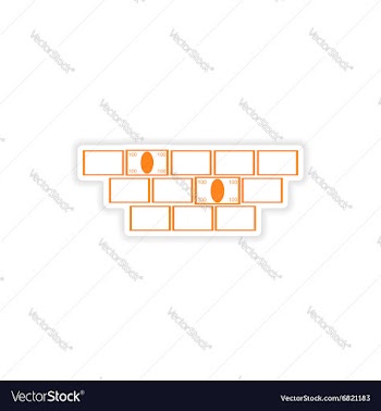 Stylish sticker on paper building and money vector image