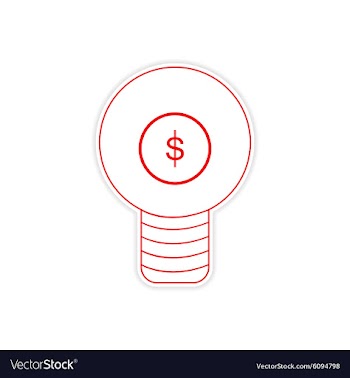 Stylish sticker on paper bulb and money vector image