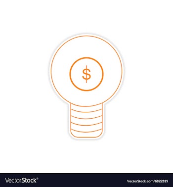 Stylish sticker on paper bulb and money vector image