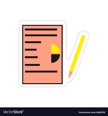 Stylish sticker on paper business papers and pen vector image