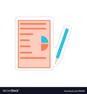 Stylish sticker on paper business papers and pen vector image