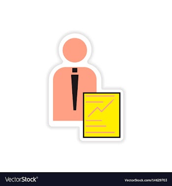 Stylish sticker on paper businessman and economic vector image