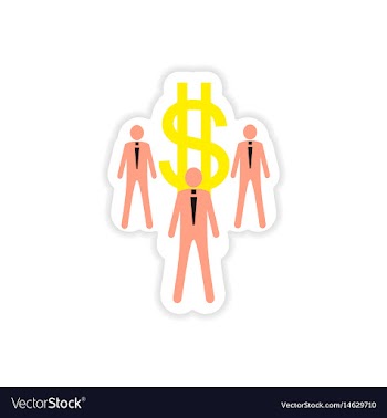 Stylish sticker on paper businessmen and dollar vector image
