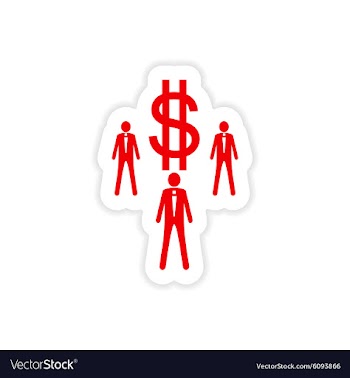 Stylish sticker on paper businessmen and dollar vector image
