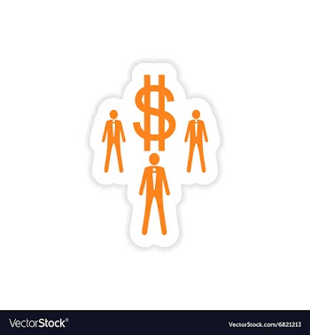 Stylish sticker on paper businessmen and dollar vector image