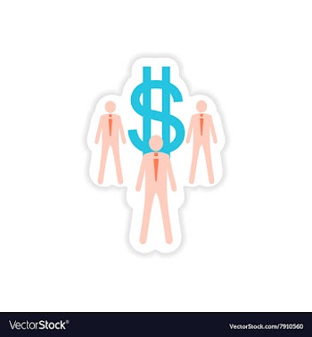 Stylish sticker on paper businessmen and dollar vector image