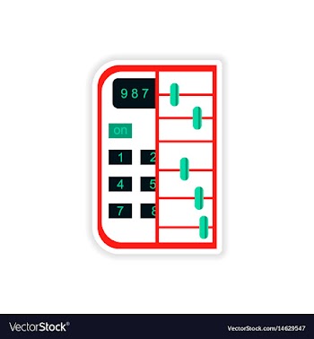 Stylish sticker on paper calculator and abacus vector image