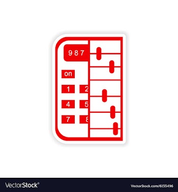Stylish sticker on paper calculator and abacus vector image