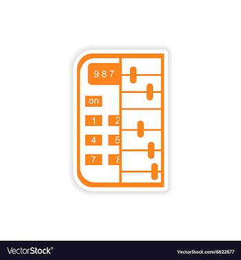 Stylish sticker on paper calculator and abacus vector image
