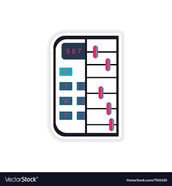 Stylish sticker on paper calculator and abacus vector image