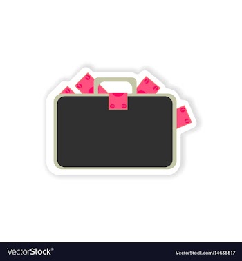 Stylish sticker on paper case full of money vector image