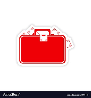 Stylish sticker on paper case full of money vector image