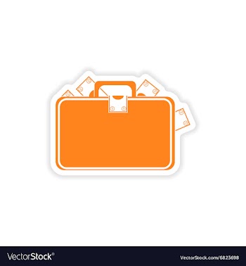 Stylish sticker on paper case full of money vector image