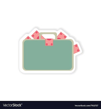 Stylish sticker on paper case full of money vector image