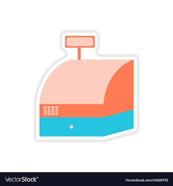 Stylish sticker on paper cash register shopping vector image