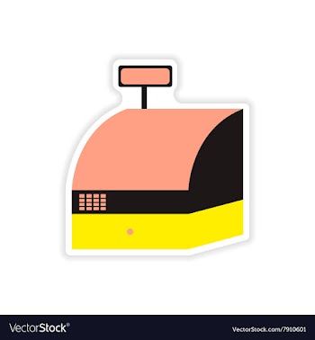 Stylish sticker on paper cash register shopping vector image