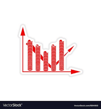 Stylish sticker on paper chart and coins vector image